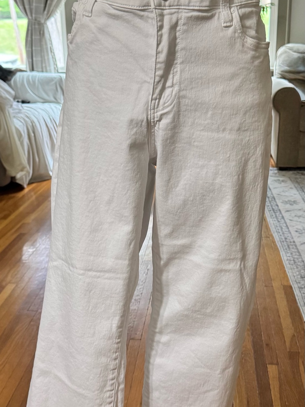 KUT From The Kloth Amy Crop Straight Leg White Jeans Raw Hem Size 16
